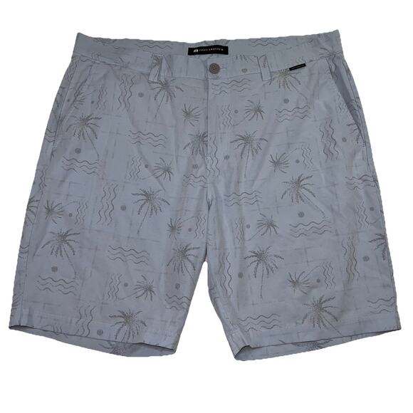 Travis Mathew Golf Shorts Men's Size 38 Blue Gray River Surfing Pattern Preppy - Picture 1 of 11